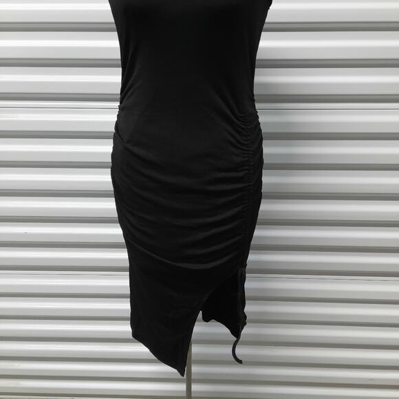 Women's Dress Size Large Black Sleeveless Ruched Stretch Bodycon Sexy Night Out - Picture 6 of 10